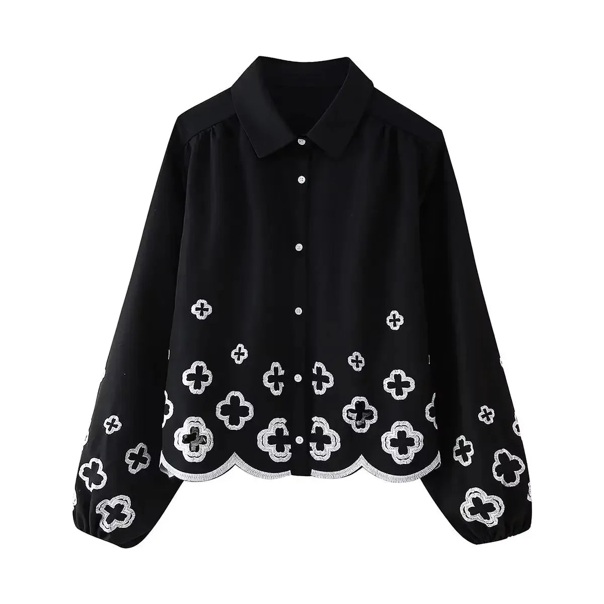 KONDALA Y2K Pu Leather Women Skirt Set Solid Black Embroidery Single Breasted Shirts Loose Long Pants Fashion 2025 Autumn Sets