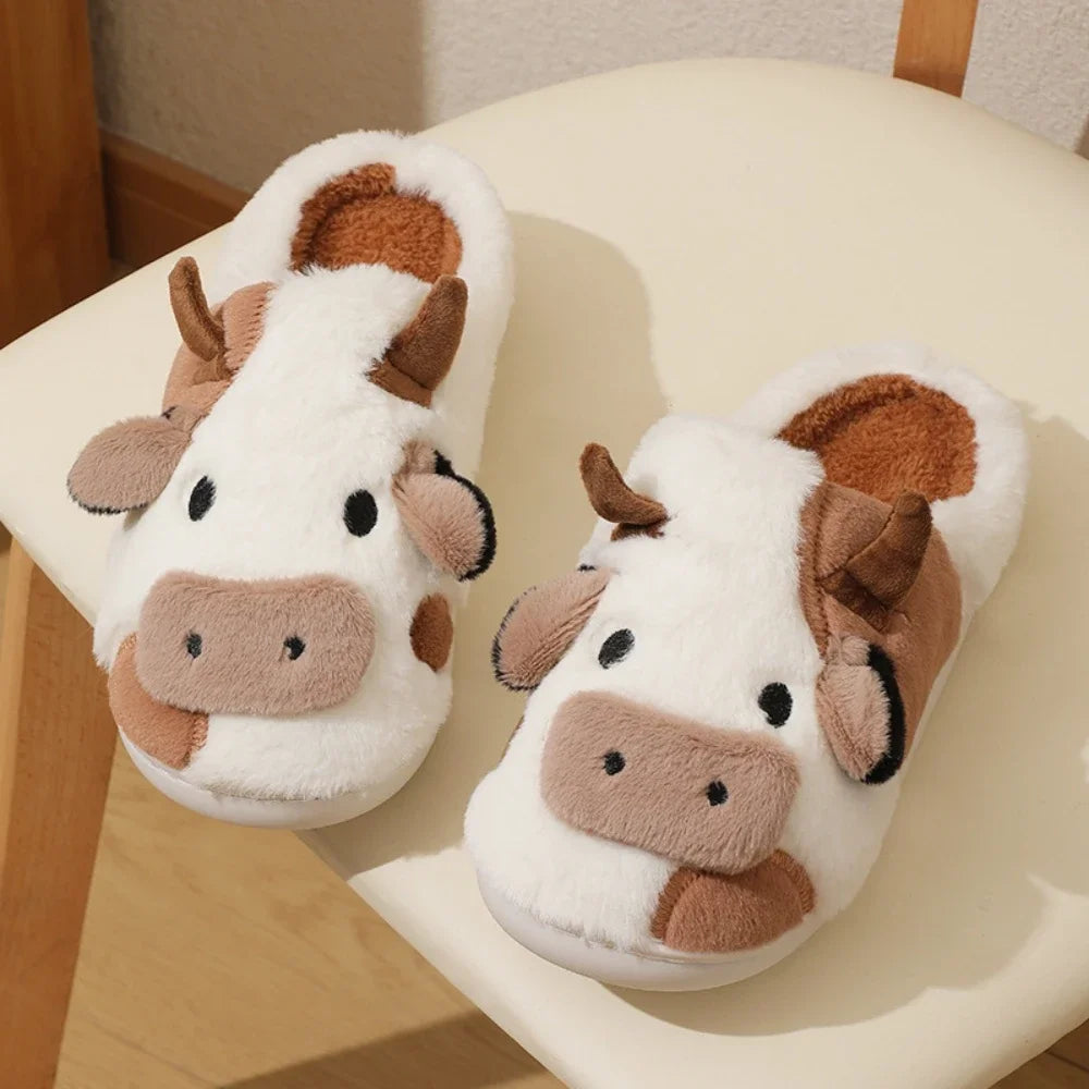 Plush Cow Slippers
