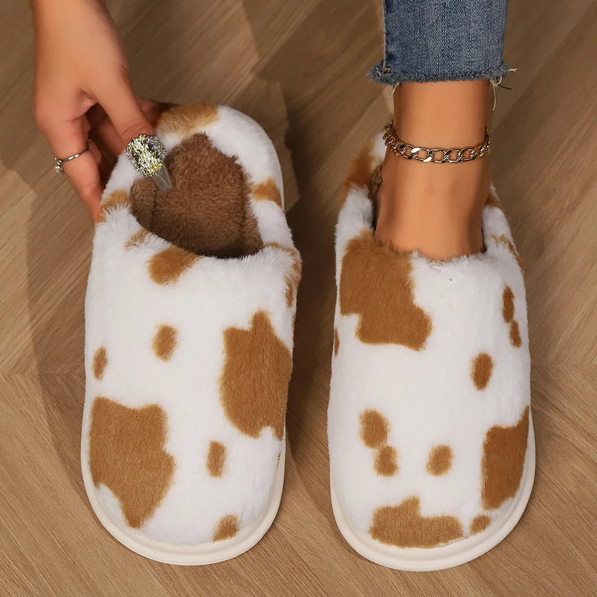 Fuzzy Cow Slippers