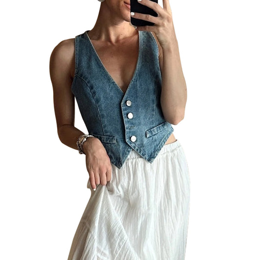 Denim Jean Vest Top