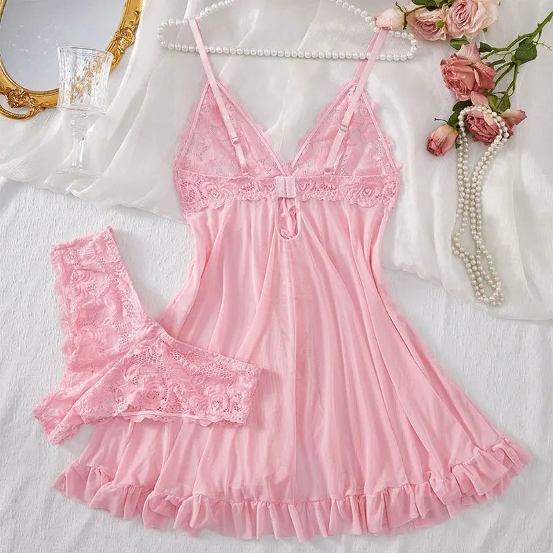 Women’s Lace Nightgown Set – Sexy Sleepwear with Floral Details
