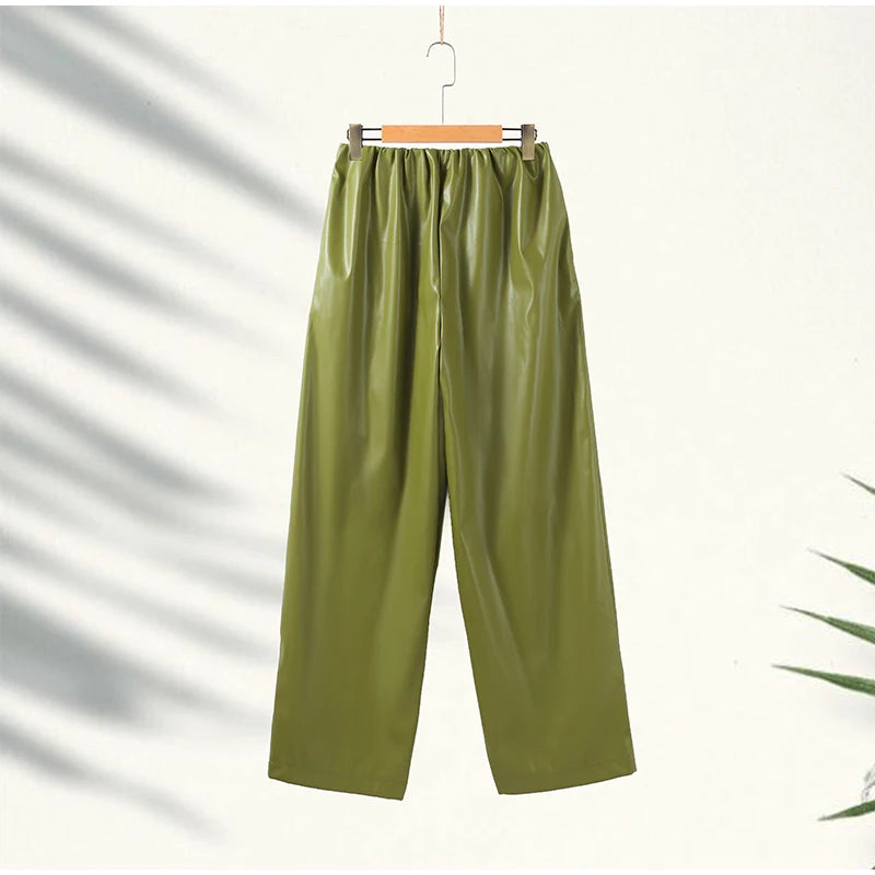 Y2K Pu Leather Women Skirt Set Street Solid Long Sleeve Stand Zippers Jacket Split Skirts 2025 Autumn Fashion Lady Outfit