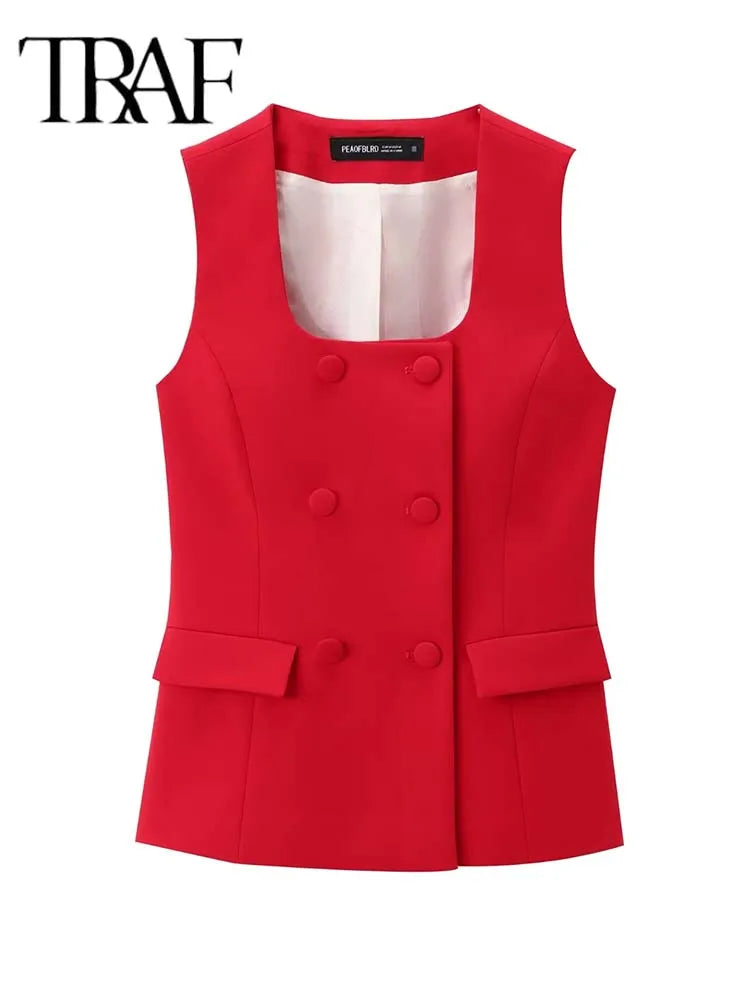 Women 2 Pieces Sets New Fashion Office Vest Top+Split Straight Leg Pants Women's Suit Formal Two Piece Set Women Outfit