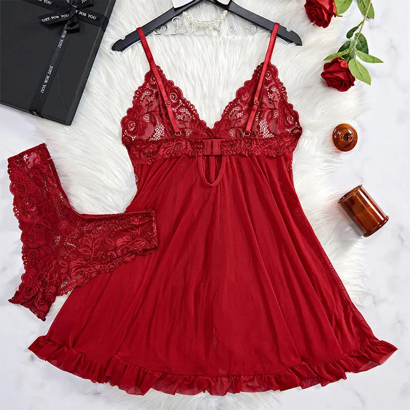 Women’s Lace Nightgown Set – Sexy Sleepwear with Floral Details