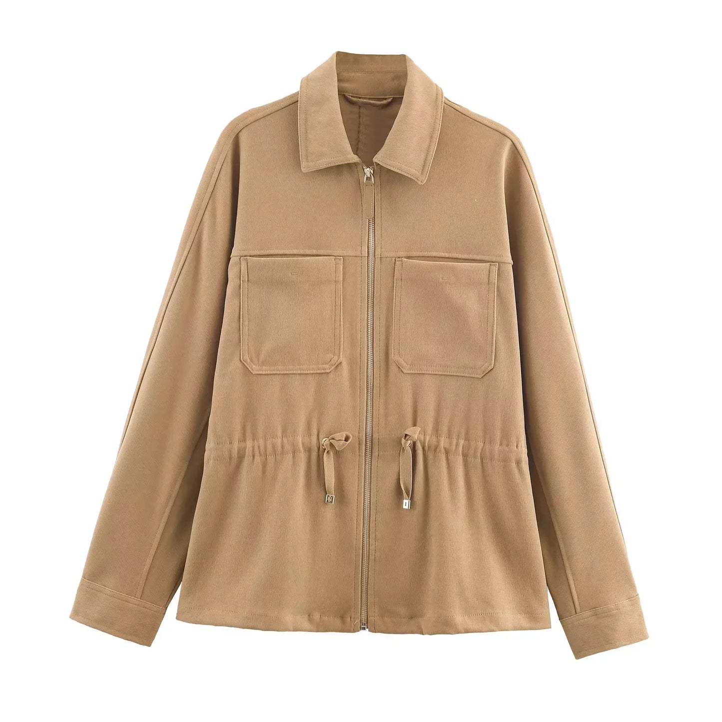 KONDALA 2025 Fall Winter Streetwear Solid Women Lace Up Suits Fashion Elegant Turndown Collar Zip Up Jackets Chic Wide Leg Pants