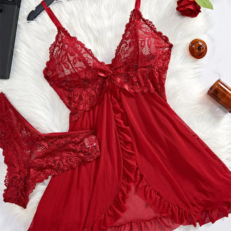 Women’s Lace Nightgown Set – Sexy Sleepwear with Floral Details