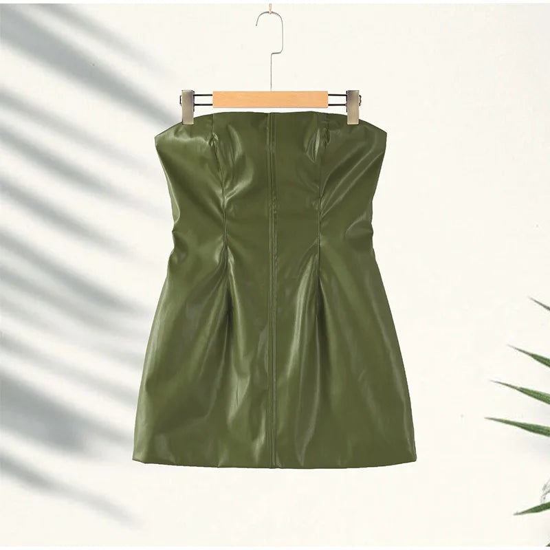 Y2K Pu Leather Women Skirt Set Street Solid Long Sleeve Stand Zippers Jacket Split Skirts 2025 Autumn Fashion Lady Outfit