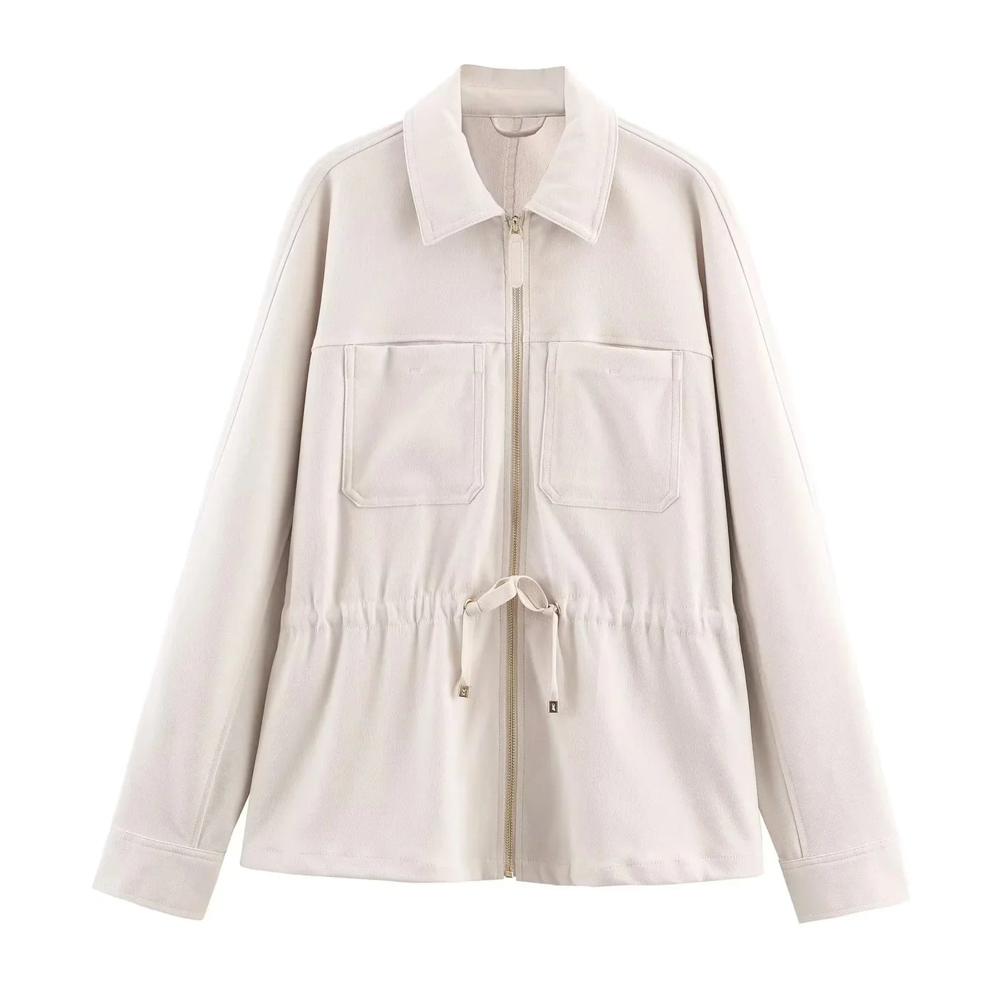 KONDALA 2025 Fall Winter Streetwear Solid Women Lace Up Suits Fashion Elegant Turndown Collar Zip Up Jackets Chic Wide Leg Pants