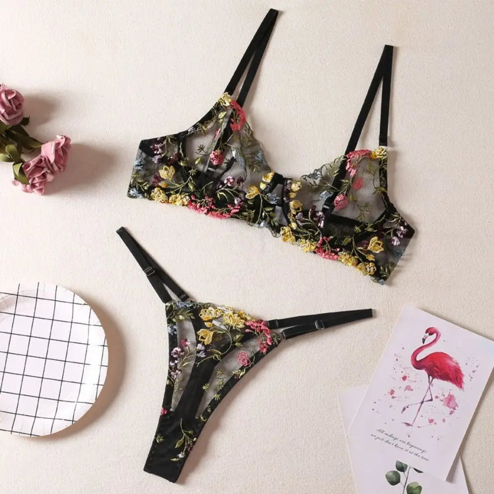 2-Piece Embroidery Lingerie