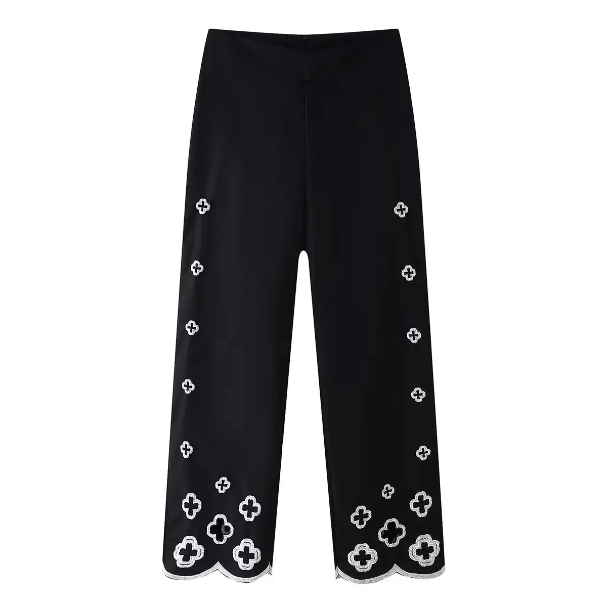 KONDALA Y2K Pu Leather Women Skirt Set Solid Black Embroidery Single Breasted Shirts Loose Long Pants Fashion 2025 Autumn Sets