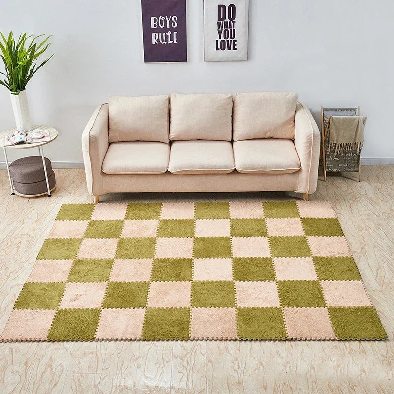 30X30cm DIY Jigsaw Shaggy Carpet Living Room Bedroom Soft Floor Area Rug Children Kids Magic Patchwork Plush Mat Baby Play Mats