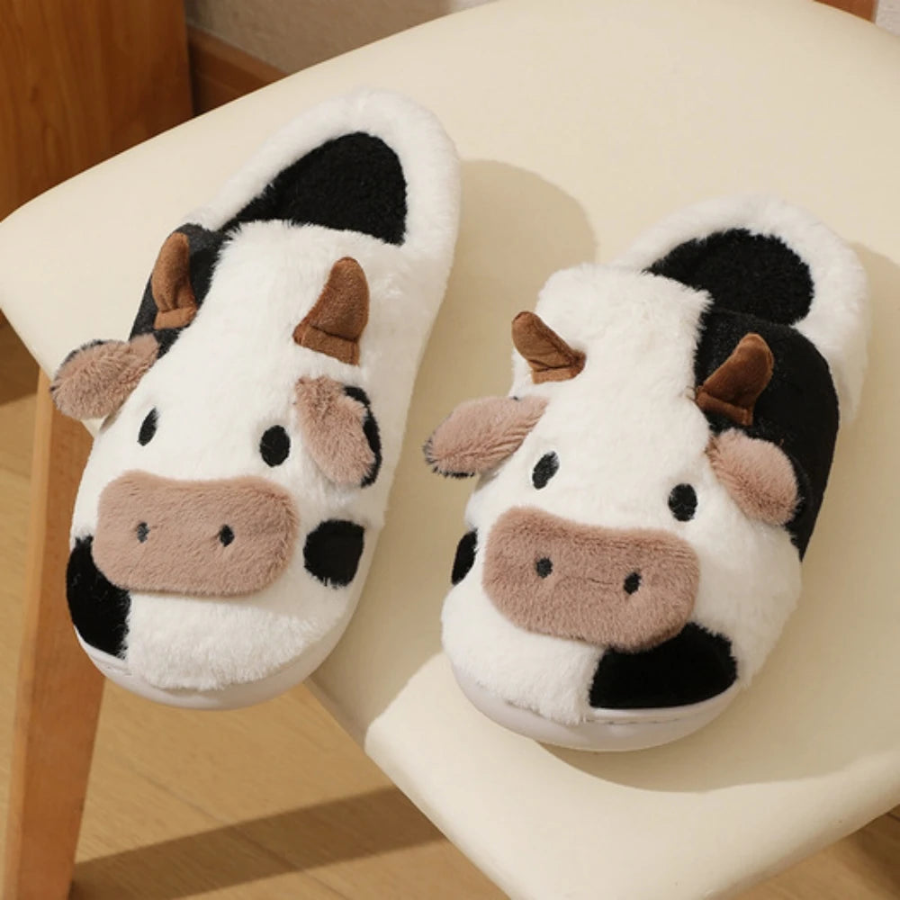 Plush Cow Slippers