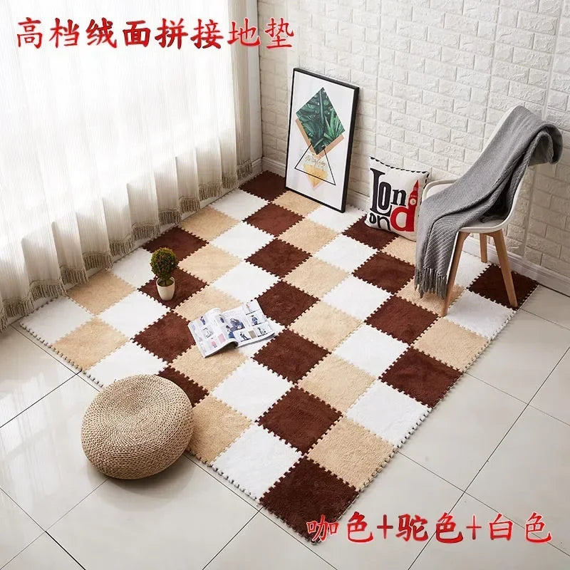 30X30cm DIY Jigsaw Shaggy Carpet Living Room Bedroom Soft Floor Area Rug Children Kids Magic Patchwork Plush Mat Baby Play Mats