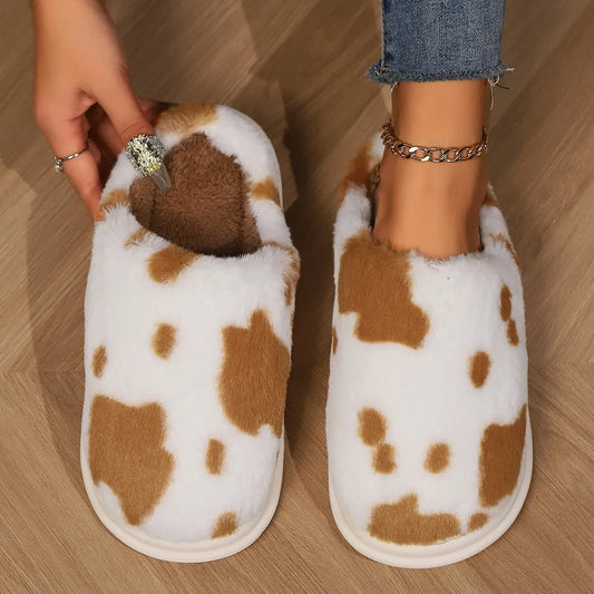 Fuzzy Cow Slippers