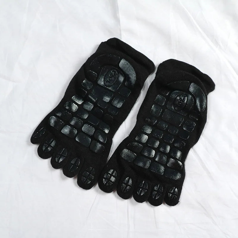 Men's Winter Thick Five-Fingers Socks Warm Non-Slip Fitness Toe Socks Low Calf Slipper Male Floor Wear for Indoor Comfort
