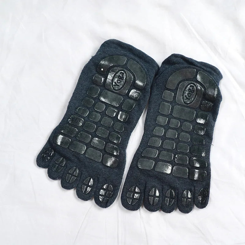 Men's Winter Thick Five-Fingers Socks Warm Non-Slip Fitness Toe Socks Low Calf Slipper Male Floor Wear for Indoor Comfort
