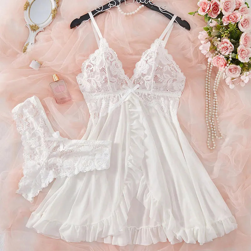 Women’s Lace Nightgown Set – Sexy Sleepwear with Floral Details
