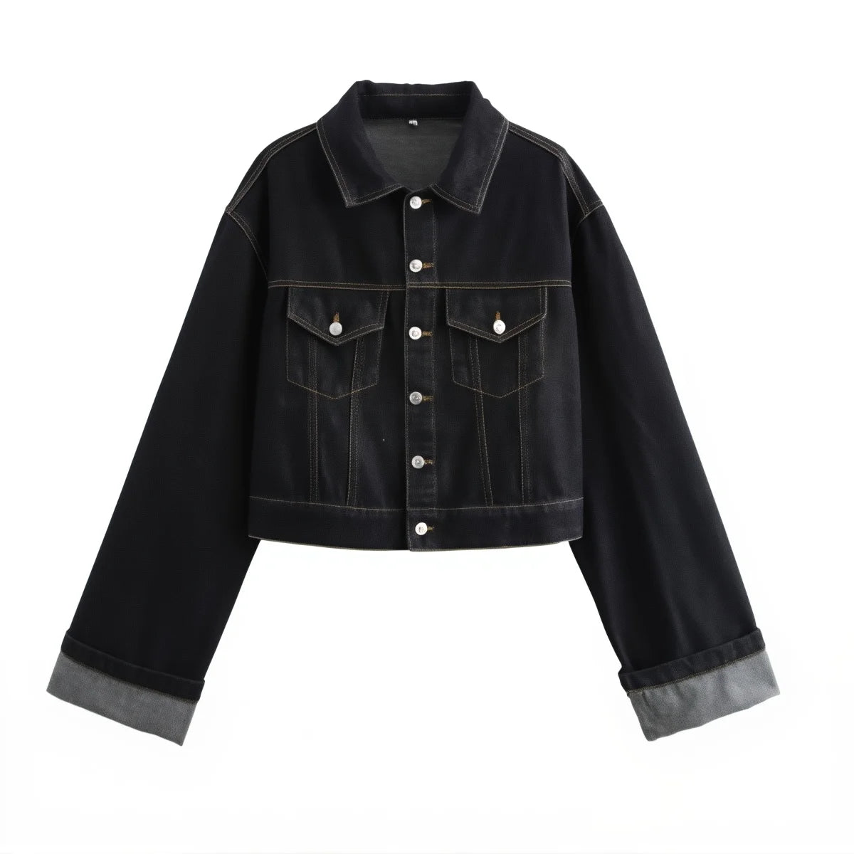 HH 2024 Autumn Female Vintage Denim Suit Long Sleeve Single Breasted Lapel Coat+High Waist Wide Leg Jeans Street Fashion Set